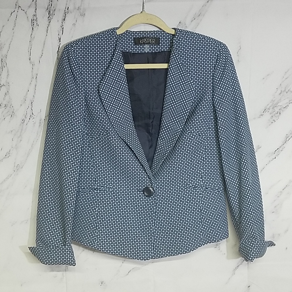 Kasper Navy Print Blazer NWOT